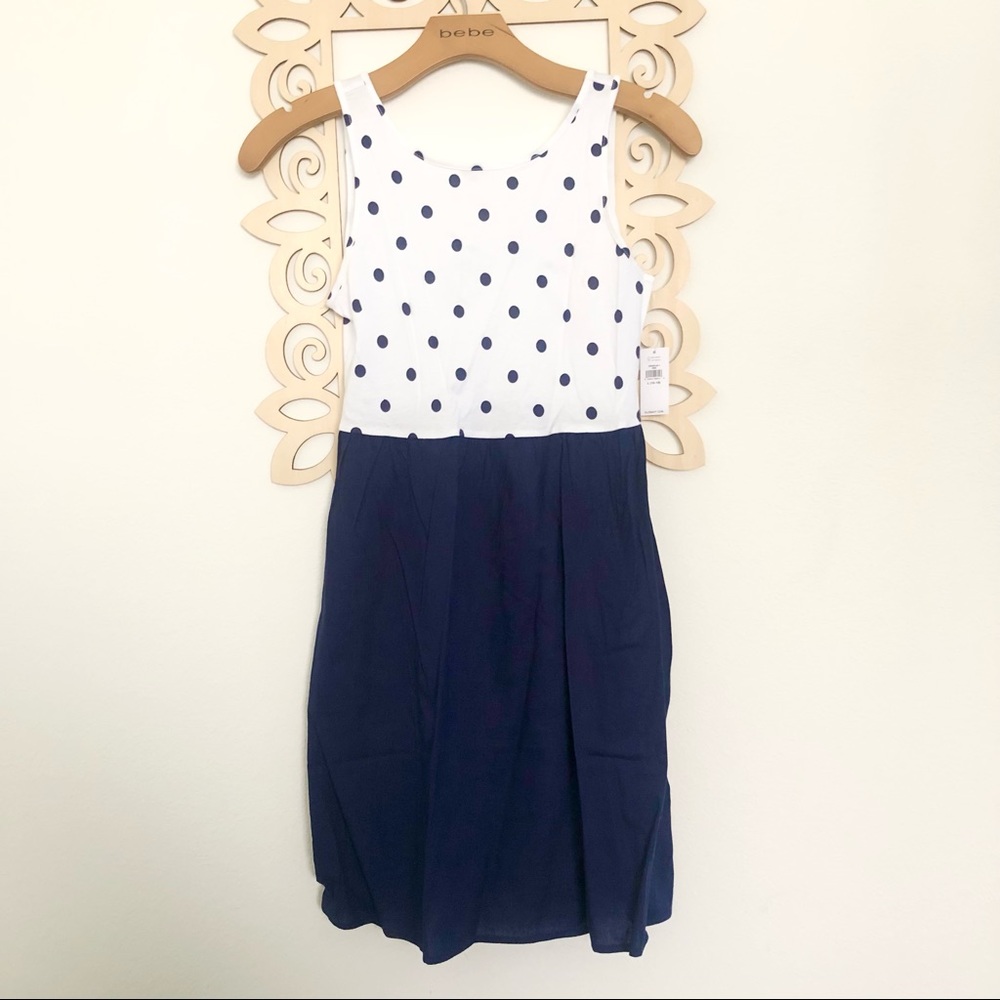 {Old Navy} Girls Navy Blue Dots/White Sun Dress